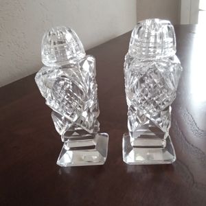 Vintage Czech Cut Crystal Salt and Pepper Shakers